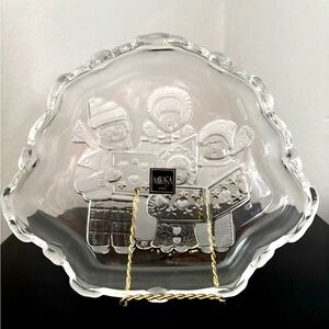 MIKASA Etched Caroler’s Christmas Holiday Glass Candy Dish-Like New